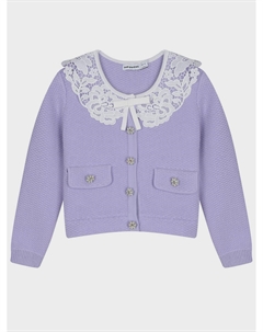 Кардиган лавандового цвета с кружевным воротником Self-portrait
