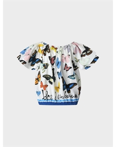 Топ со сборками, принт бабочки Dolce&gabbana