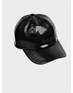 Кепка из эко-кожи, черная Msgm