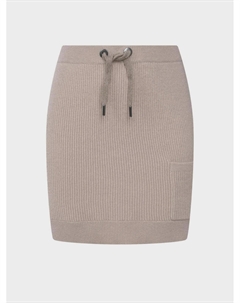 Кашемировая бежевая юбка с поясом на кулиске Brunello cucinelli