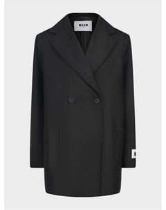 Черное пальто с лого на рукаве Msgm