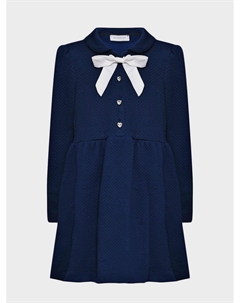 Платье с белым бантом, синее Monnalisa
