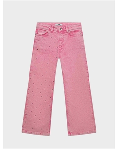 Джинсы со стразами, розовые Msgm
