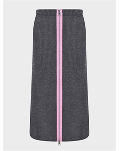 Юбка с розовой застежкой на молнию, серая Msgm
