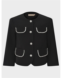 Пиджак с декором из кристаллов, черный Elie saab