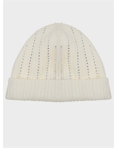 Шапка с вертикальными полосами из страз, белая Allude