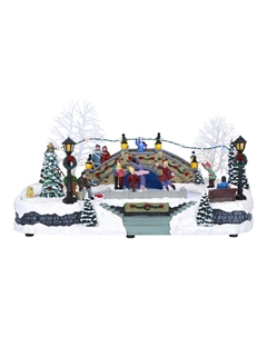 Новогодний сувенир Фигуристы на льду, LED анимация, адаптер, 35,3x22,5x18,5 см Timstor