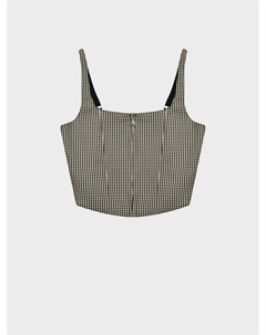 Кроп-топ в черно-бежевую клетку Patrizia pepe