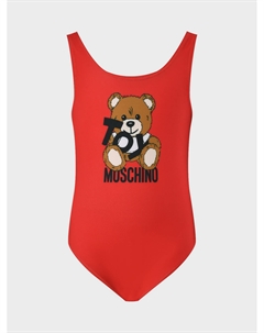 Купальник красный, принт мишка с лого Moschino