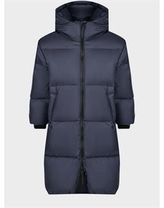 Темно-синее пальто-пуховик с капюшоном Il gufo