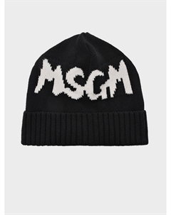 Шапка с белым лого, черная Msgm