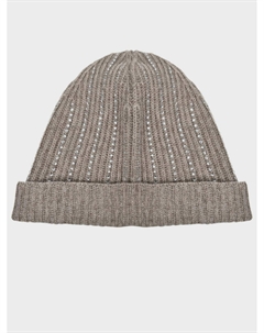 Шапка с вертикальными полосами из страз, коричневая Allude