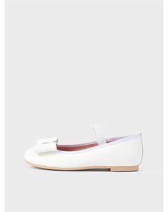 Туфли с кожаным бантом, белые Pretty ballerinas