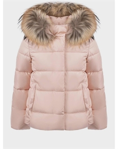 Розовая куртка с отделкой мехом енота Il gufo