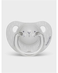 Пустышка Hugge Baby с анатомической силиконовой соской от 6 до 18 мес, серый Suavinex