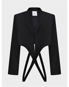 Пиджак кроп с длинными бортами, черный Miko