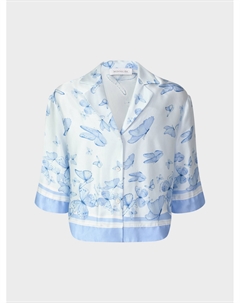 Рубашка с принтом "бабочки", голубая Monnalisa