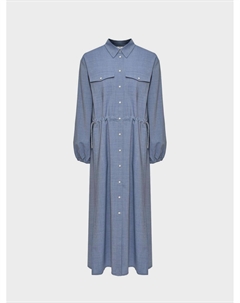 Платье-рубашка миди из тонкой шерсти, синее Panicale