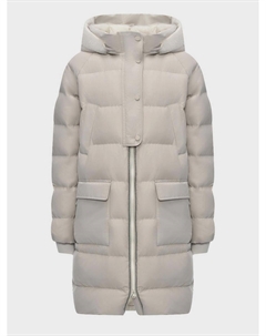 Стеганое пальто с капюшоном, светло-бежевое Brunello cucinelli