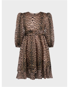 Шелковое платье с леопардовым принтом Roberto cavalli