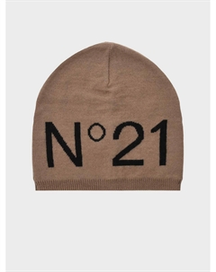 Шапка с черным лого, бежевая No21