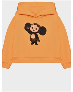 Толстовка-худи с капюшоном и принтом Чебурашки, оранжевая Dan maralex