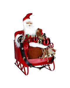 Новогодний сувенир "Санта в санях", LED с анимацией и музыкой, 64x50x80 см Timstor