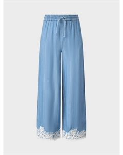 Джинсы широкие на резинке с кружевной вышивкой Ermanno scervino