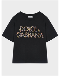 Футболка с цветочным лого, черная Dolce&gabbana