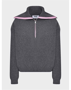 Джемпер с воротом на молнии, серый Msgm