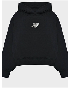 Толстовка-худи с капюшоном, сердце в стразах на груди Msgm