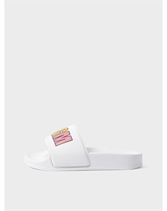 Шлепанцы с разноцветным лого, белые Msgm