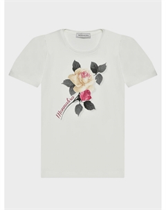 Футболка с розоой в стразах Monnalisa