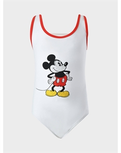 Купальник с принтом "Mickey" и красной окантовкой Marc jacobs