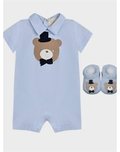 Подарочный набор песочник + пинетки с аппликацией мишка, голубой Story loris