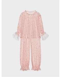 Пижама с принтом "звездочки" и кружевом, розовая Amiki