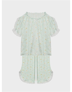 Пижама с принтом "ромашки " и кружевной отделкой Amiki