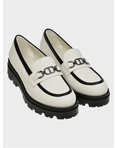 Лоферы классика с логотипом, белые Twinset