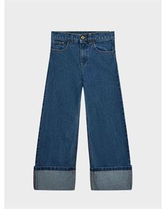 Джинсы с широкими отворотами, синие Elisabetta franchi