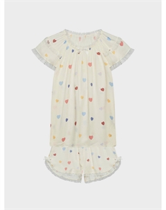Пижама с принтом "сердца", белая Amiki