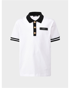 Футболка-поло с золотыми пуговицами Balmain