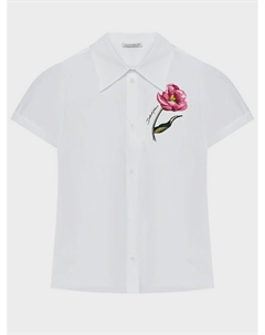 Рубашка белая, вышивка тюльпан и лого Dolce&gabbana