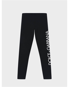 Леггинсы с белым лого, черные Dolce&gabbana