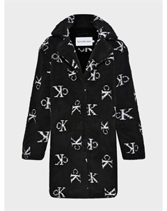 Пальто со сплошным лого, черное Calvin klein
