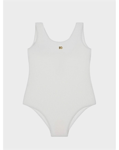 Купальник с металлическим лого, белый Dolce&gabbana