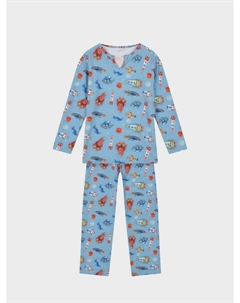 Синяя пижама с принтом "ракеты" Amiki