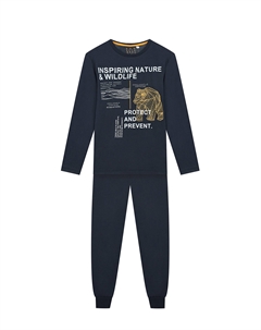 Темно-синяя пижама с принтом "медведь" Sanetta