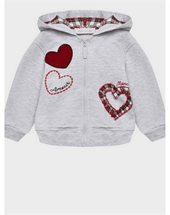 Спортивная куртка с декором "сердца", серая Monnalisa