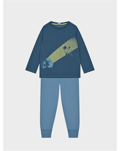 Синяя пижама с принтом "спутник и космонавт" Sanetta