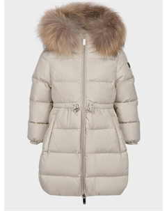 Бежевое стеганое пальто-пуховик Il gufo